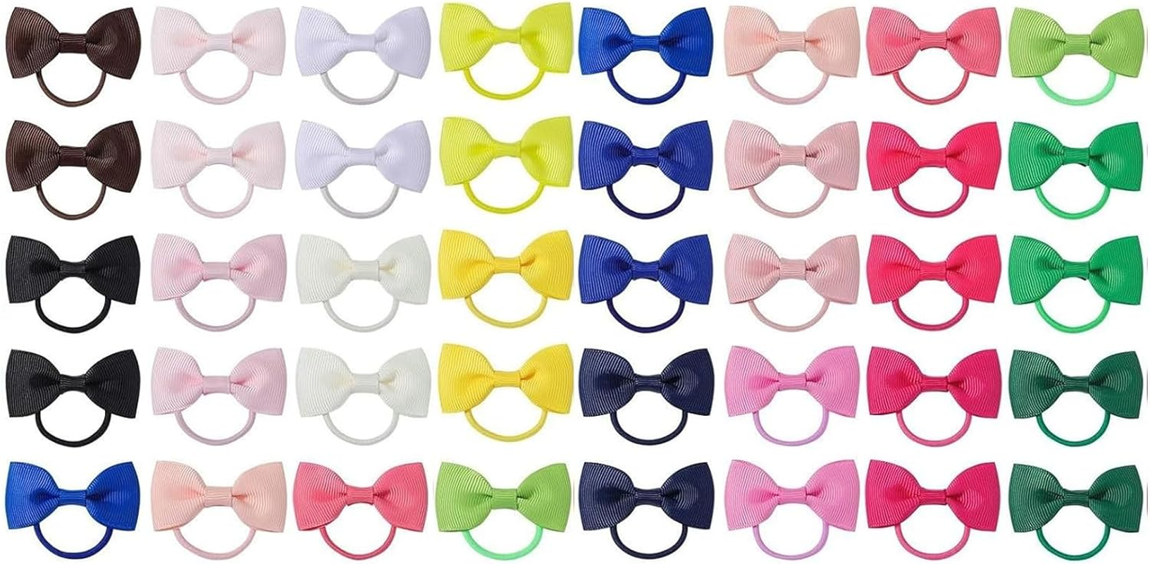 40PCS 2 Inch Baby Girl Hairbands Multicolor Bow Hairbands Small Bow Craft Elastic Ponytail Fixing Accessories Suitable for Girls Teenagers Children Babies Toddlers image number 5