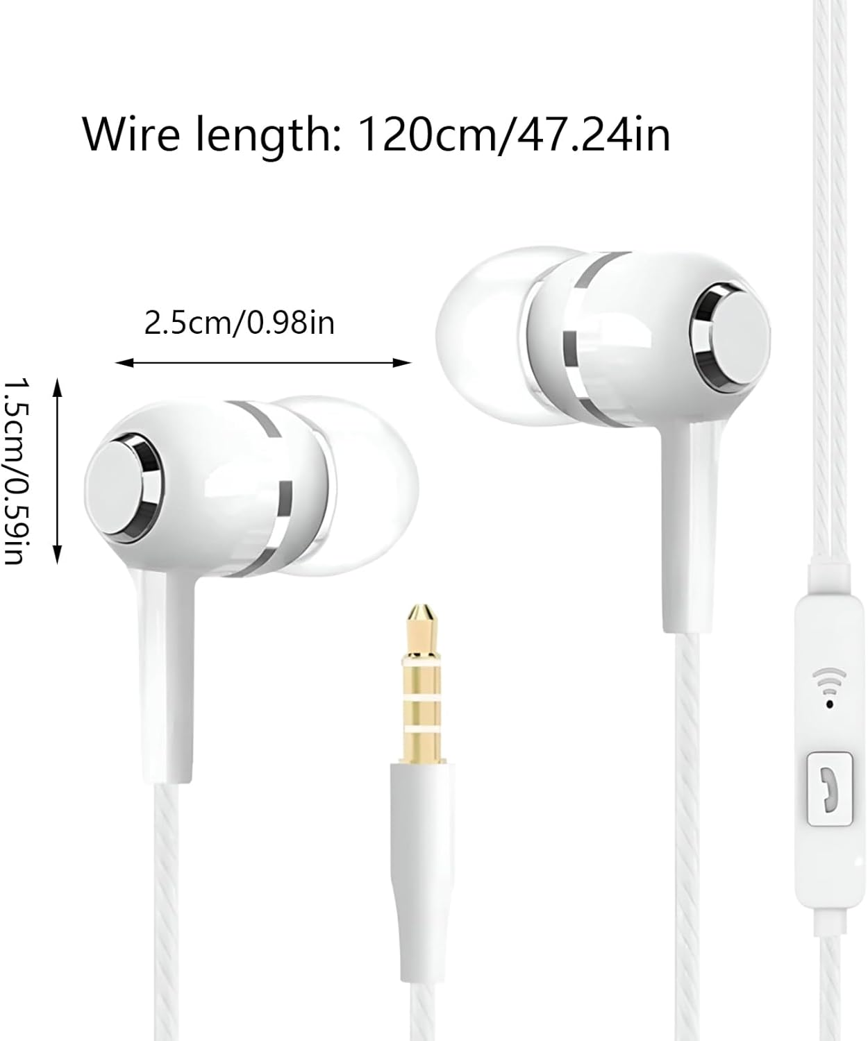 Earphones | Plug-In Headphones with Mic | 3.5Mm Jack Corded Noise Cancelling Earphones for Workout, School, Studio, Gaming, Traveling, Music Production image number 4