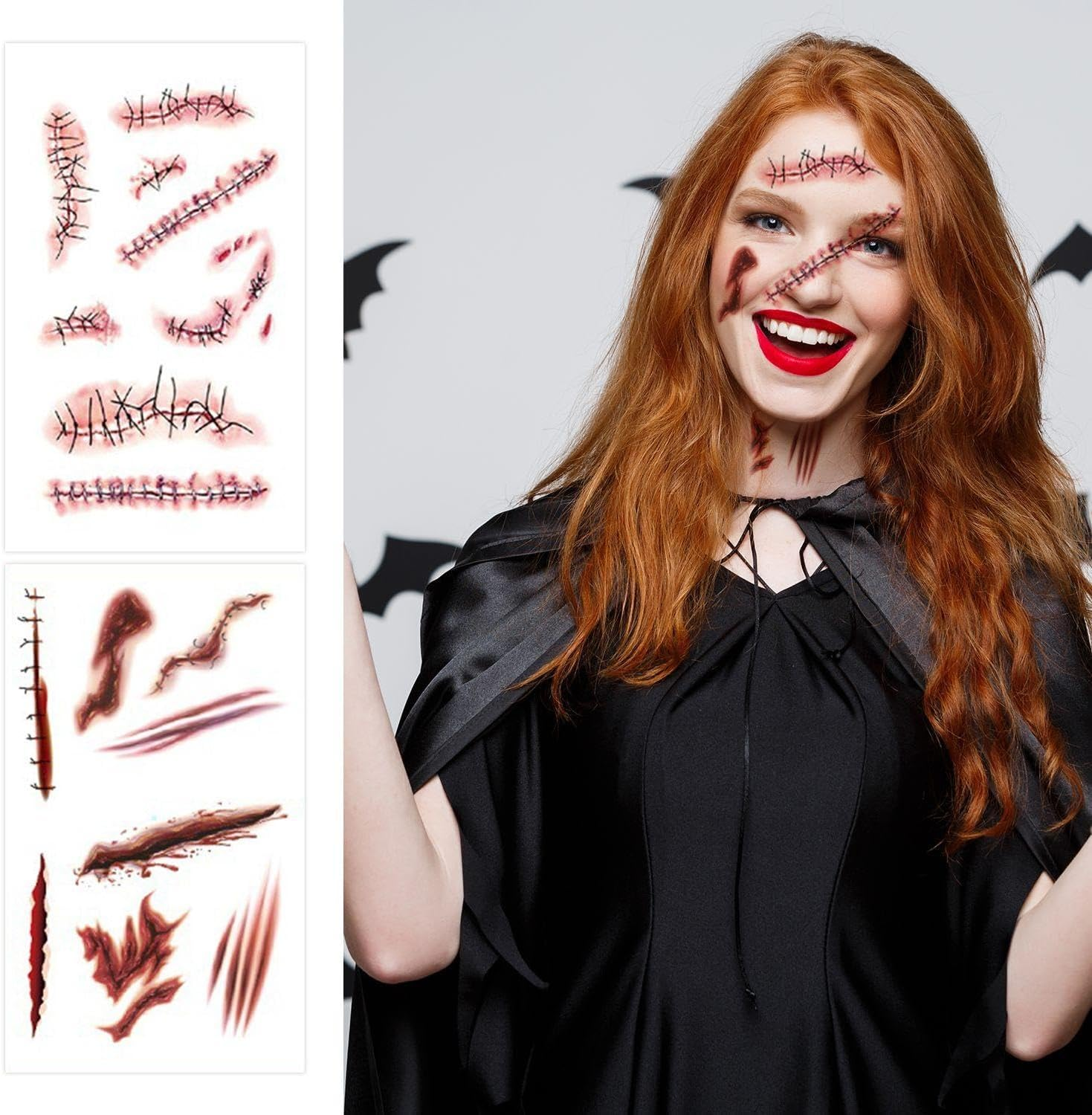 20 Scar Tattoo Stickers, Creative Simulation Tattoo Stickers, Role Play, Makeup Party Supplies, Waterproof Tattoo Stickers image number 2