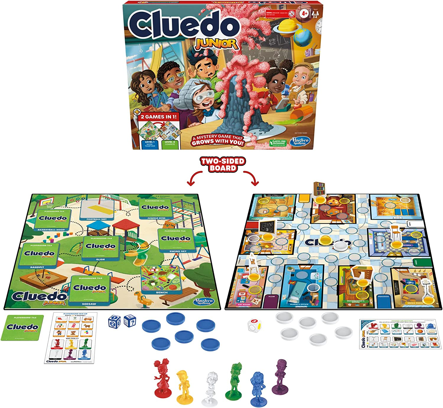 HASBRO GAMING Clue Junior Game, 2-Sided Gameboard, 2 Games in 1, Clue Mystery Game for Younger Kids Ages 4 and Up, Kids Games for 2 to 6 Players, Junior Games image number 5