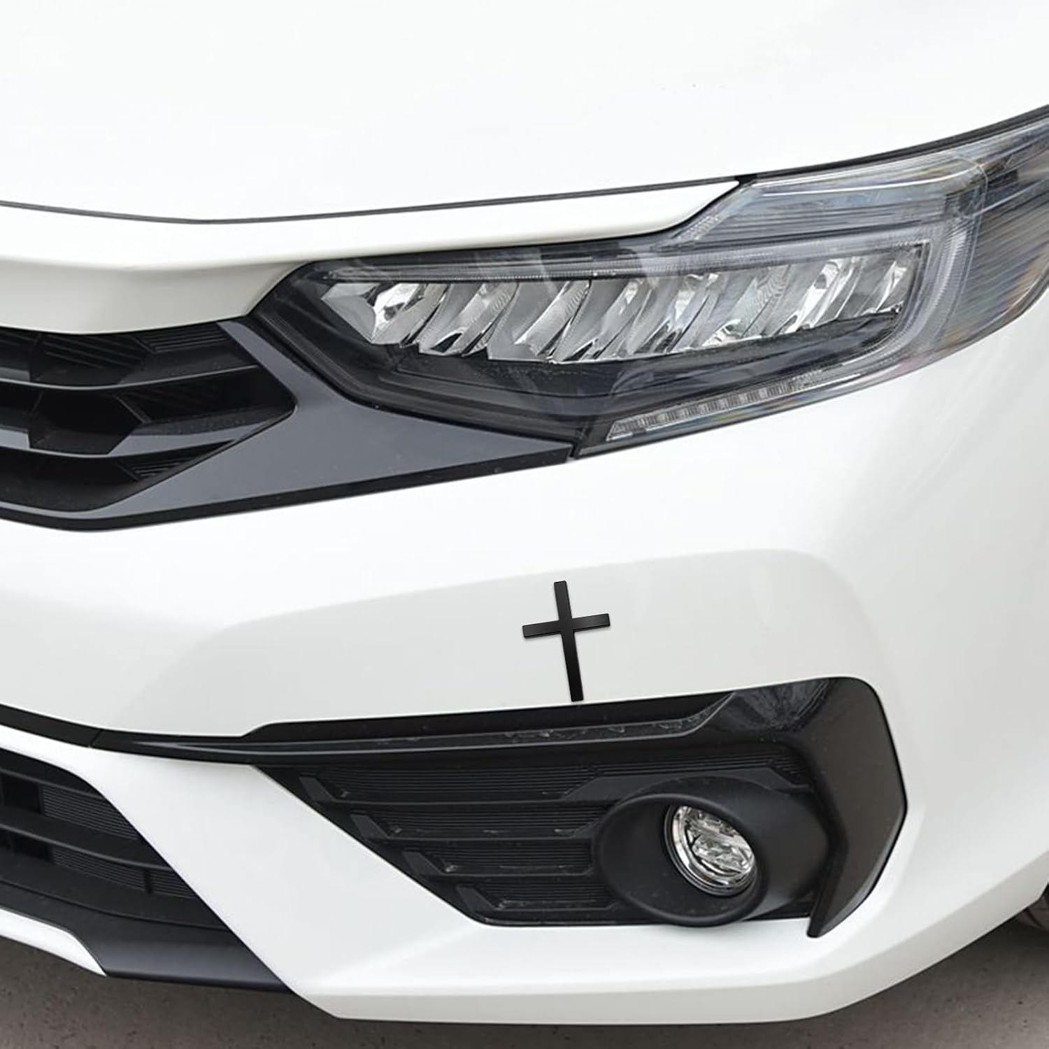 FSTURIOS 2PCS Metal Christian Cross Emblem Stickers, 2.5&times;1.8In 3D Jesus Christ Auto Emblem Badge Decal, Self-Adhesive Styling Cross Decal Decoration for Trunk Tailgate Side Fender (Black) image number 1