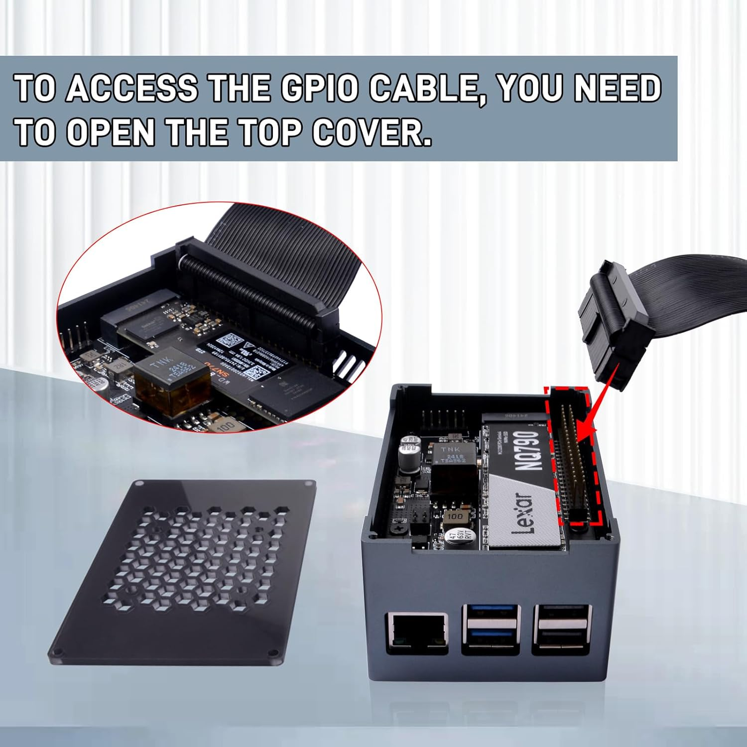 Geeekpi P33 M.2 NVME M-Key Poe+ Hat with Official Pi 5 Active Cooler and Aluminum Case for Raspberry Pi 5, Support M.2 Nvme Ssds 2230/2242/2260/2280 image number 3