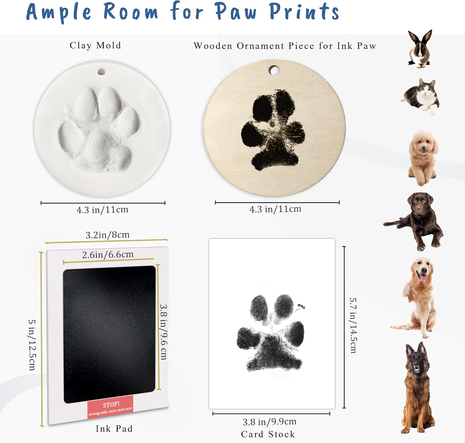 Clay & Ink Paw Print Kit,Make 3 Pawprint Ornaments,Dog or Cat Paw/Nose Print Keepsake,Clean Touch Ink Pad & Soft Clay for Pet, Inkless Pet Paw Print Impression Kit,Pet Christmas Ornament image number 2