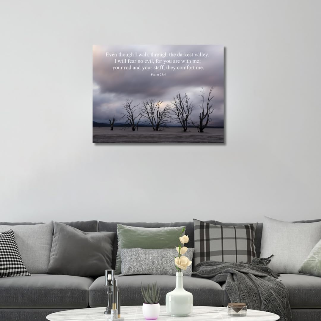 Tomuu Erissa Bible Verses Wall Decor 30X40 Cm - Canvas Scripture Wall Art with Christian Gift Tree on Ice Lake - Psalm 23:4 - Inspirational Bible Verse for Home, Church, Office Decor - Ecclesiastes 3 11 image number 6