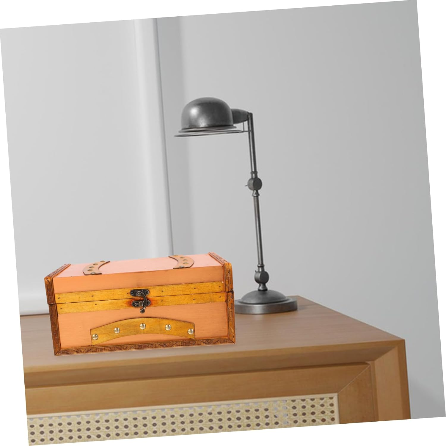 Retro Decorative Boxes Vintage Treasure Chest Small Storage Box Lid for Home School and Cafe image number 2