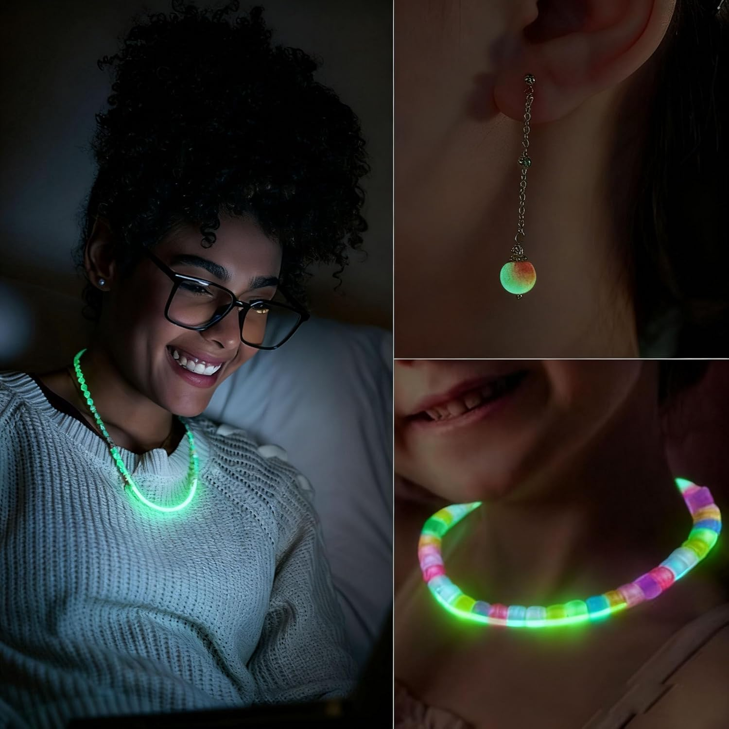 1000Pcs Glow in the Dark Pony Beads Bracelet 9Mm Plastic Barrel Pony Beads for Necklace,Hair Beads for Braids,Key Chain,Jewelry Making (Night Glow)