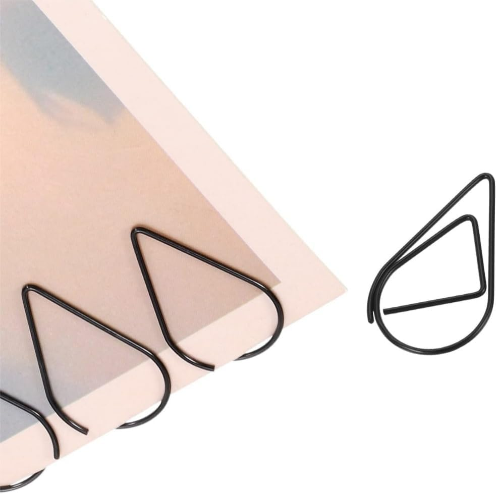 Black Paper Clips, 200 PCS Cute Drop-Shaped Stainless Steel Paper Clips, Tear Drop Shape Paper Clip for Office School Supplies Wedding Invitations Scrapbooking Crafts Bookmarks by DACUAN image number 1