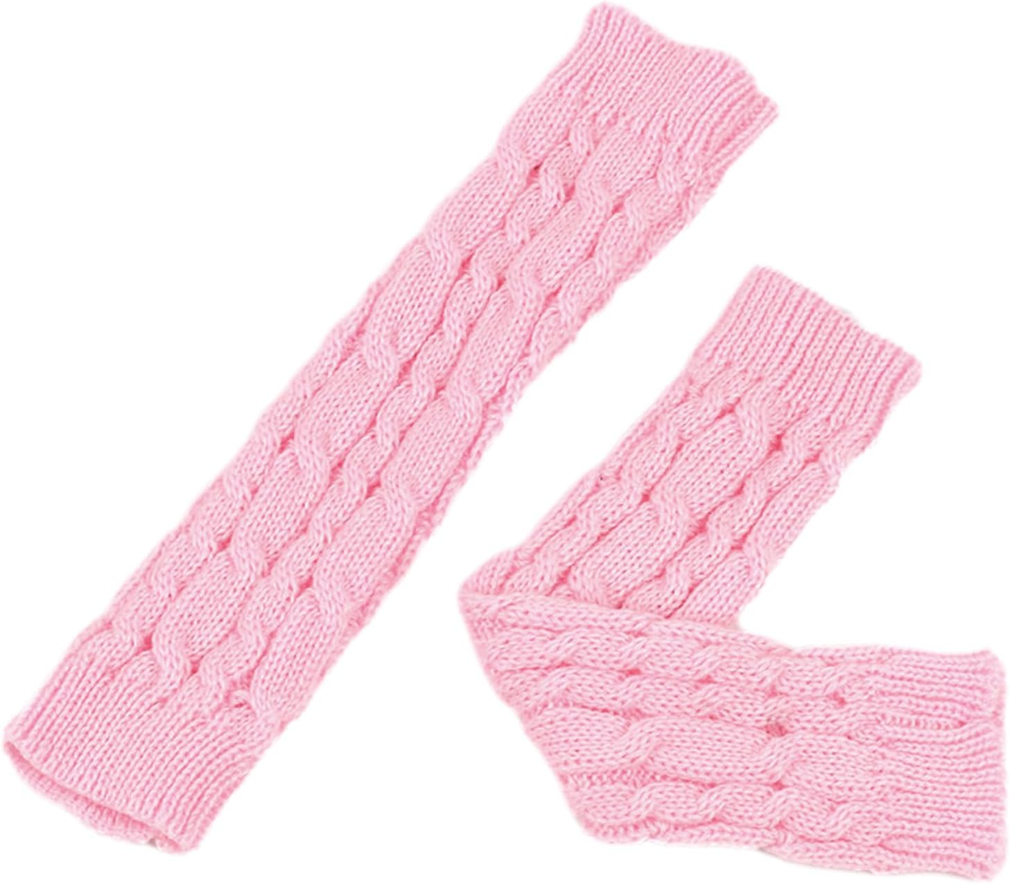 Long Fingerless Gloves - Long Fingerless Gloves Knit Warmer - Soft and Stretchy Half Finger Winter Warm Knitted Arm Warmers for Family, Friends