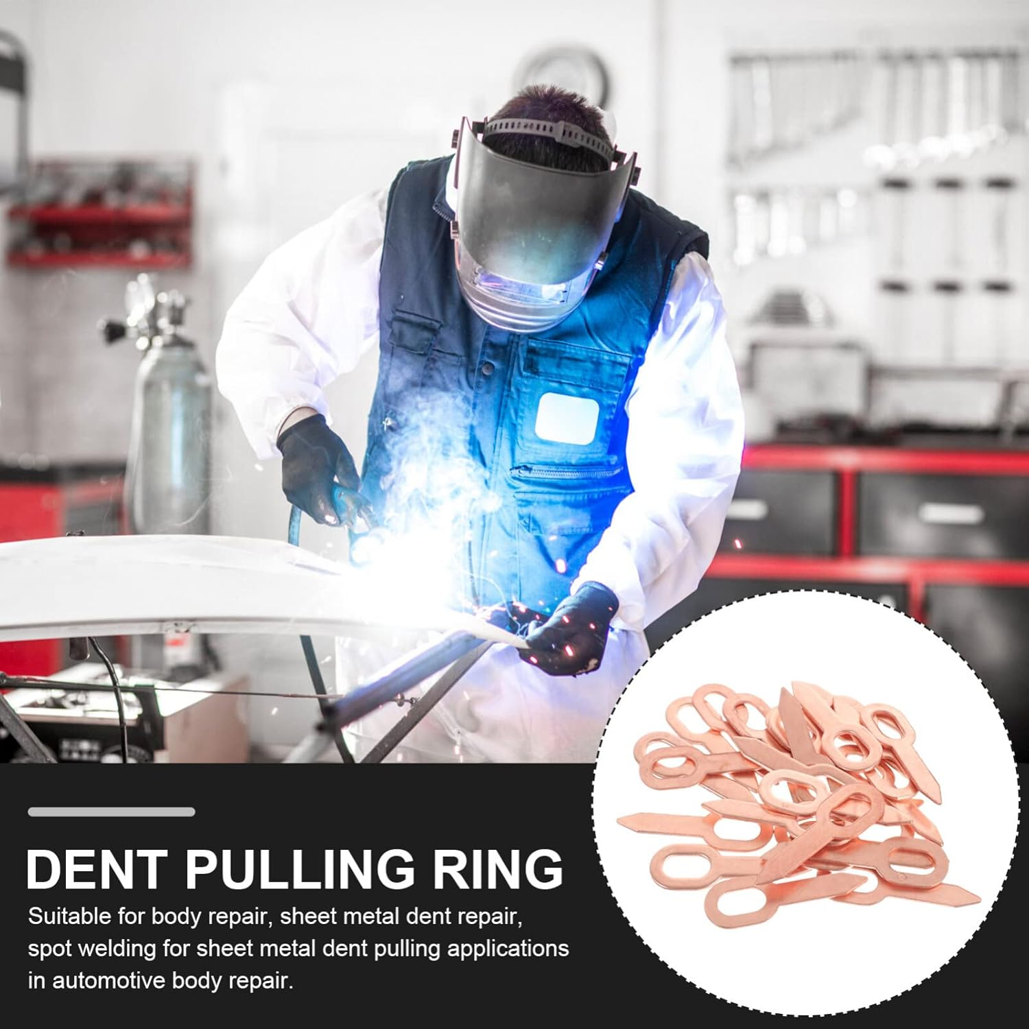 OSALADI 100Pcs Welder Kit Spot Dent Welder Kit Dent Puller Spot Welder Repair Tool Dent Puller Rings for Equipment Dent Puller Welder Cars round Gasket image number 5