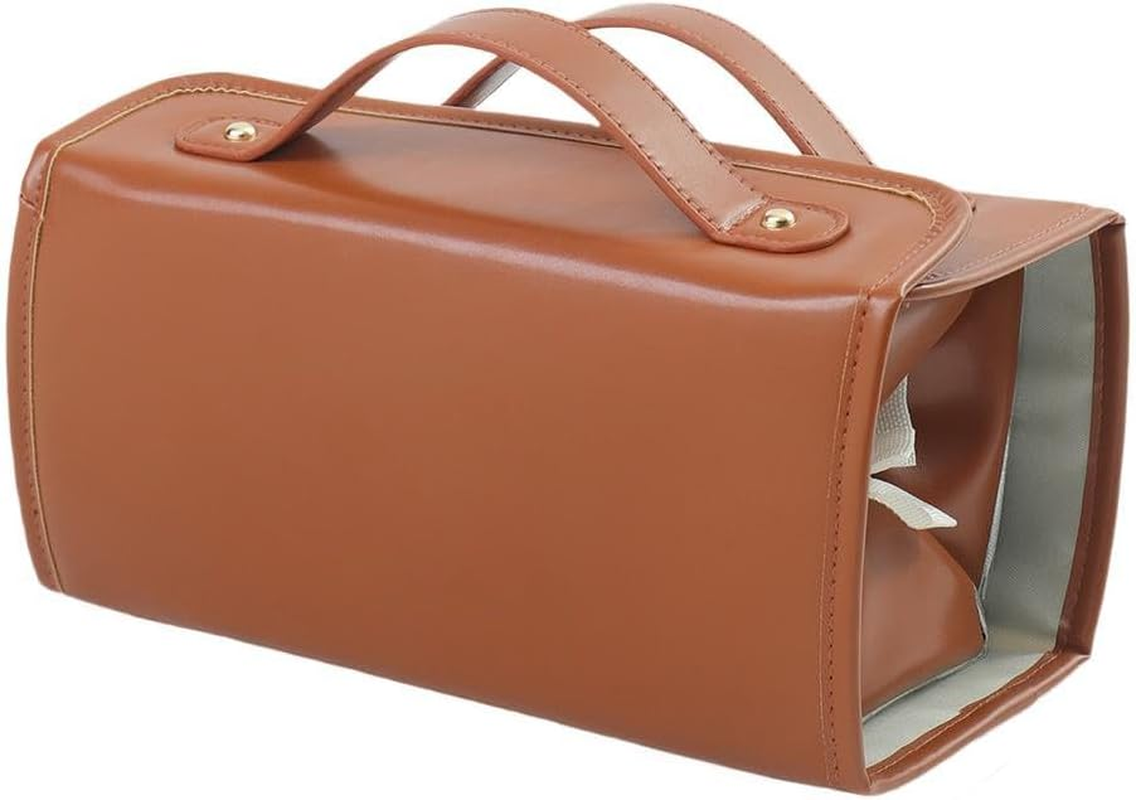 Waterproof Cosmetics Storage Bag with Hanging Feature, Foldable Makeup Organizer for Women, Large Capacity for Travel Use (Brown) image number 1