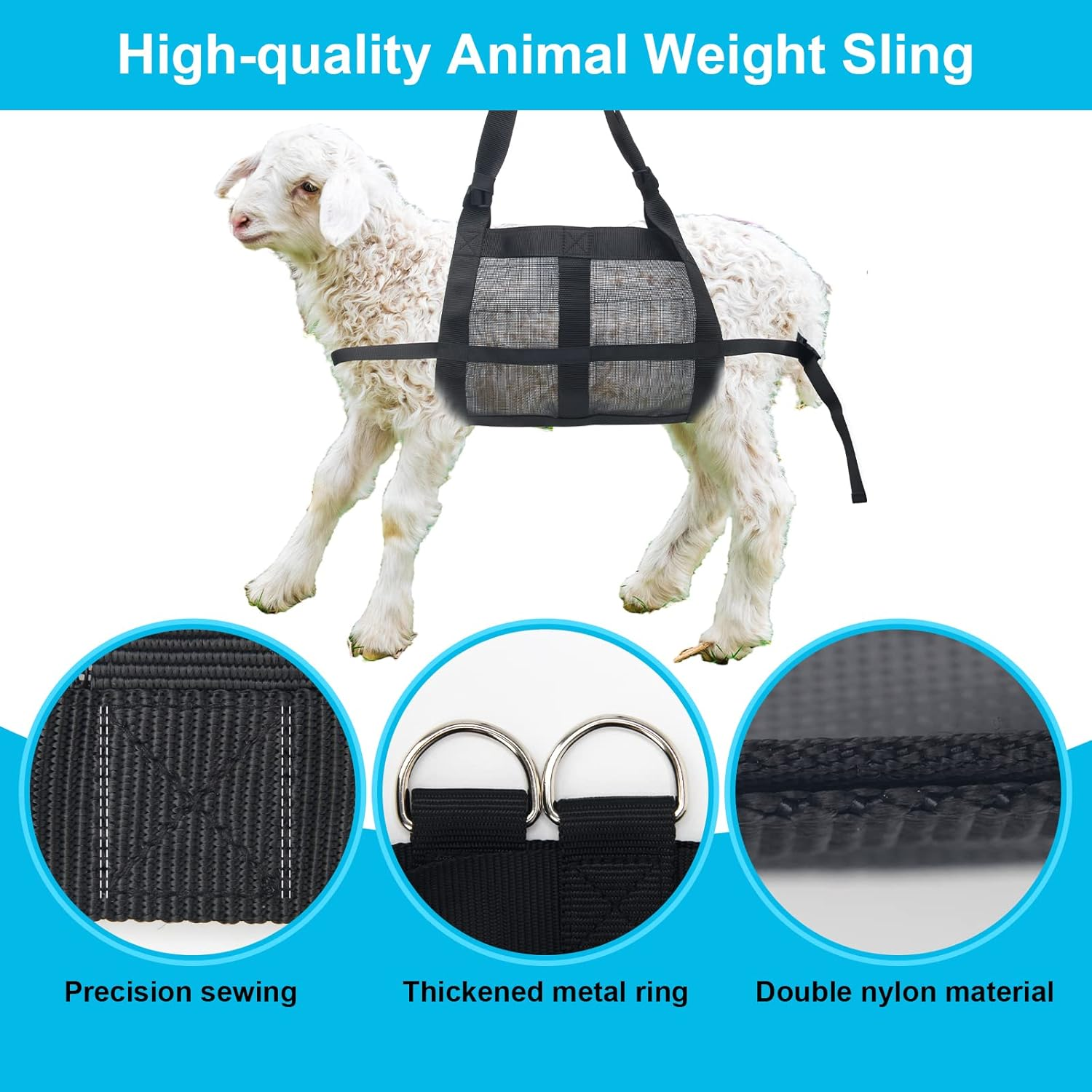 Calf Sling for Weighing Animals, Boyistar 300 LB Animal Weighing Sling for Calf Weight Small Animals, with 2 Reinforced Restraint Types image number 6