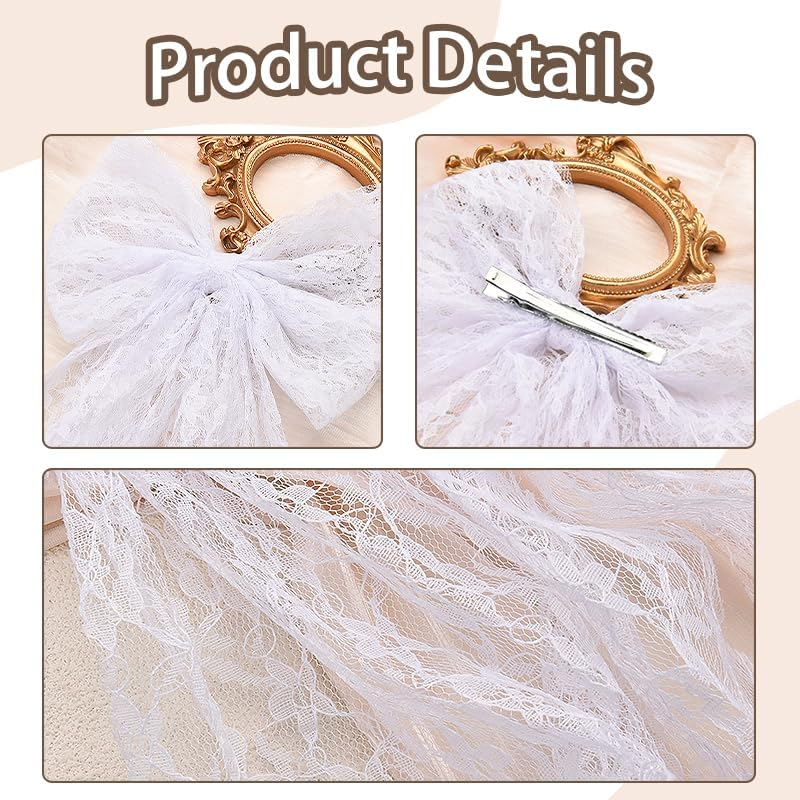 Veils for Women Wedding Bow Hair Clips White Bridal Veil Bachelorette Party Wedding Veils for Brides Bridesmaid Hair Bow Accessories for Women Bride to Be Bridal Shower Gifts image number 2