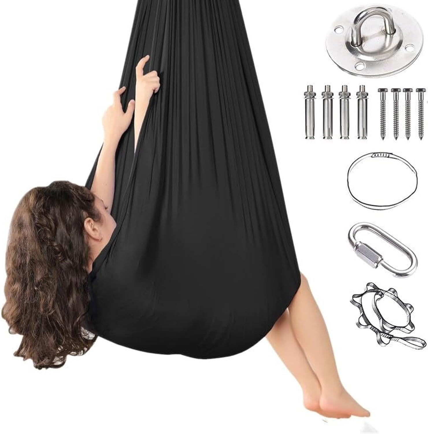 Indoor Sensory Therapy Compression Swing for Children and Adults, Hardware Included, Cotton Therapy Swing and Hammock Chair for Sensory Integration, Sensory Toys for Autism Kids(Blue)