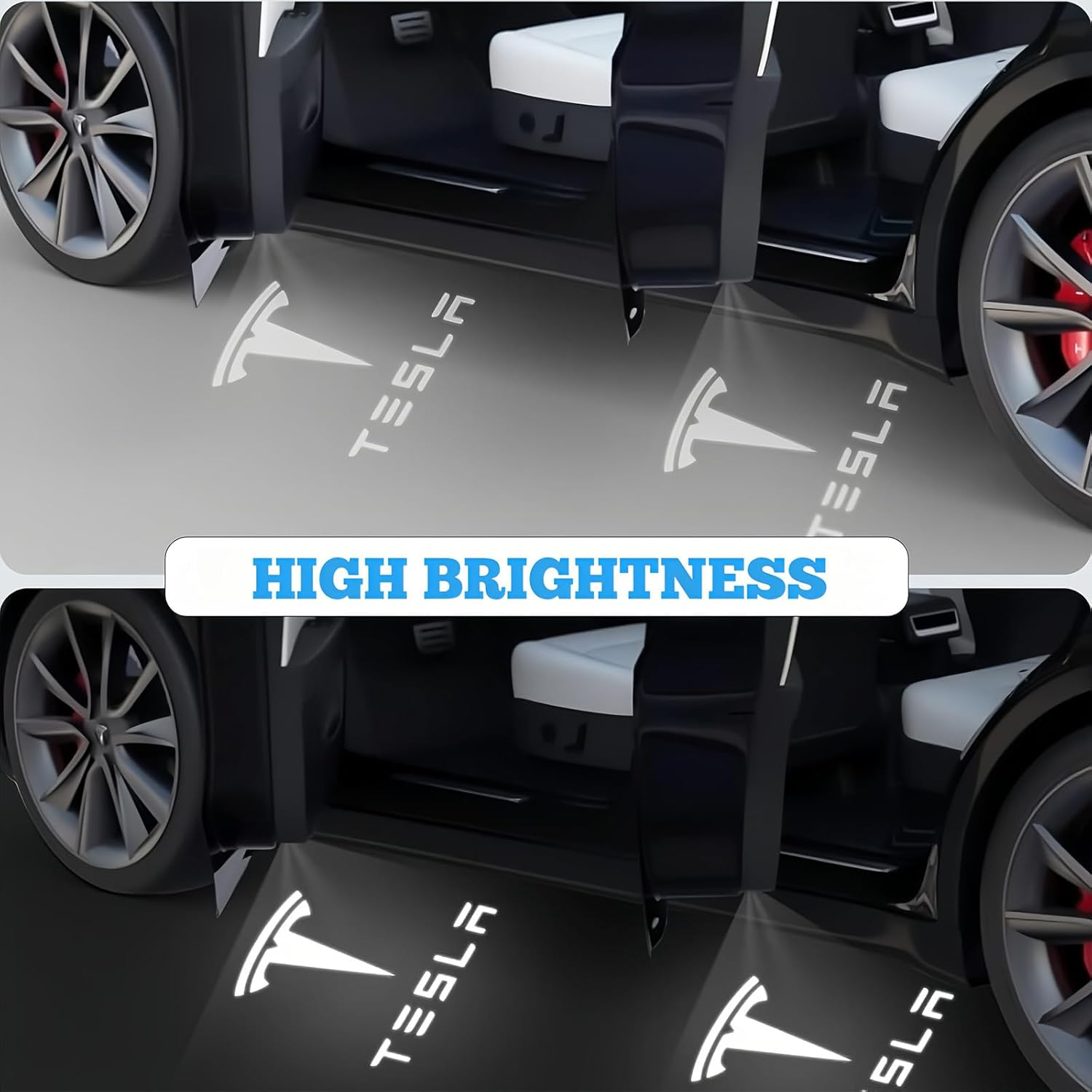 Upgraded Tesla Puddle Lights 4 Pcs for Tesla Model 3/Y/S/X Highland Accessories LED Logo Projector Car Door Lights image number 3