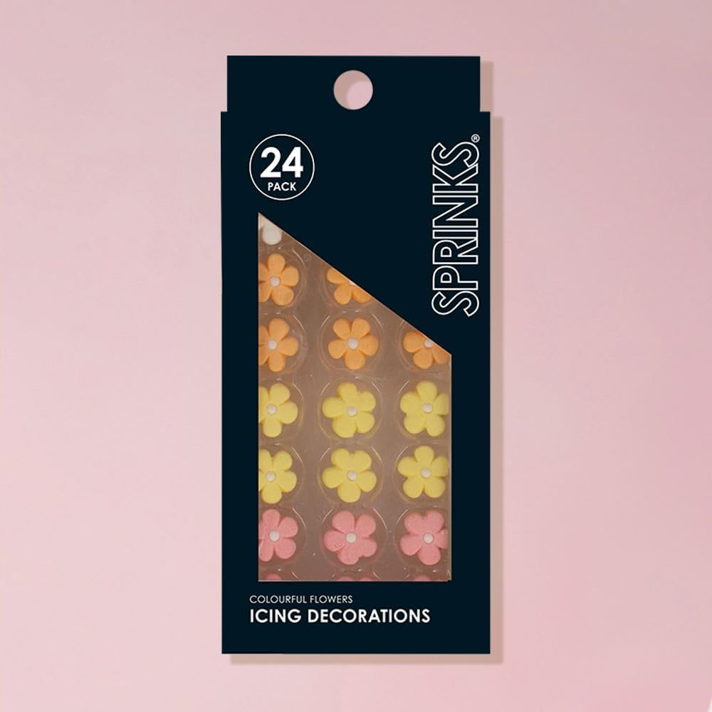 Sprinks Colourful Flower Icing Decorations | 24 Piece Set | Edible Topping for Cakes Cupcakes and Baking | Perfect for Decorating Fun Flowers for Special Occasions