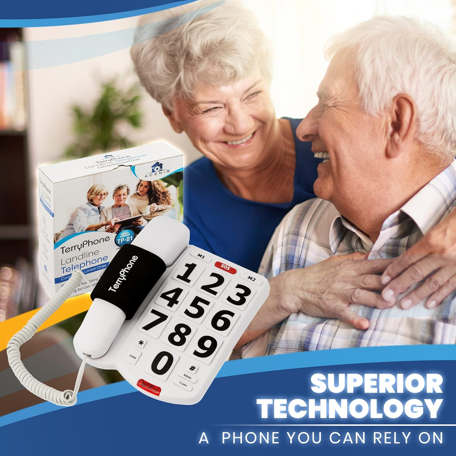 Big Button Phone for Seniors - Corded Landline Telephone - Large Buttons and One-Touch Dialling for Visually Impaired - 80 Db Amplified Ringer for Hearing Impaired, Ergonomic Non-Slip Grip image number 5