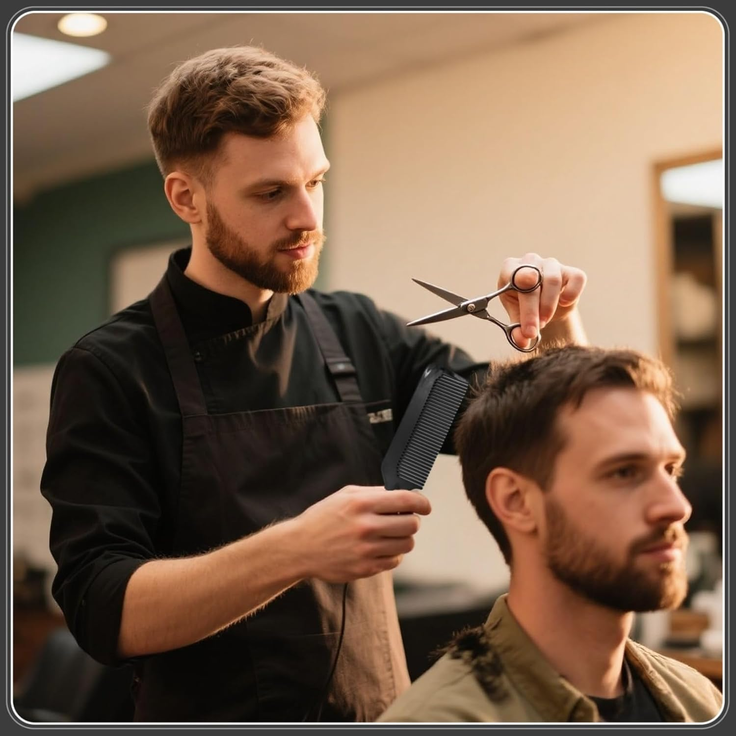 4-Pack Black Hair Combs Set &ndash; Durable, Heat-Resistant Flat Top and Fading Combs for Barbers, Stylists & Home Use, Anti-Static, Versatile, Ergonomic Design for Fading, Styling, and Finishing image number 3