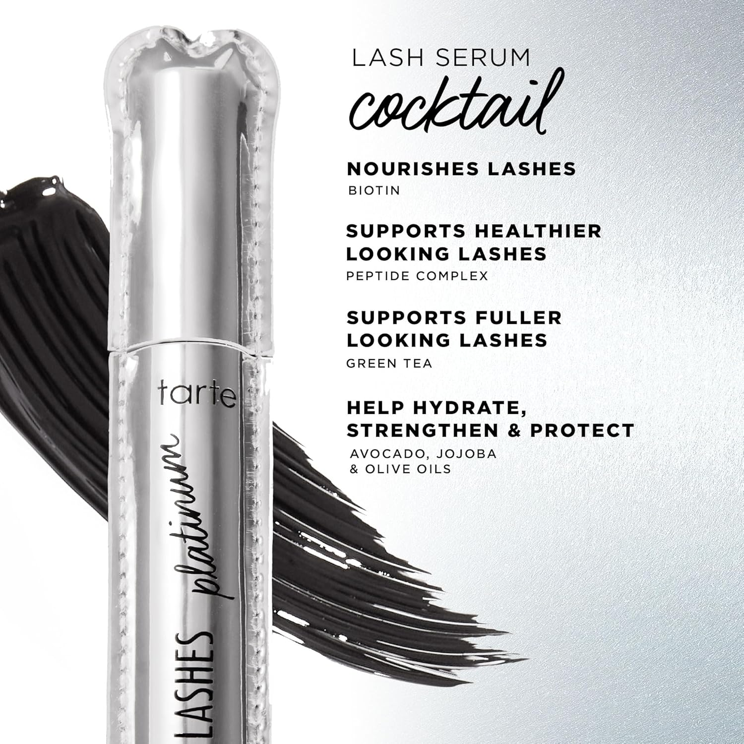Tarte Lights, Camera, Lashes Platinum Volumizing Mascara &ndash; Black Tinted Peptide Lash Serum Mascara for Volume & Length, Smudge-Proof, Flake-Free, Vegan & Cruelty Free image number 6