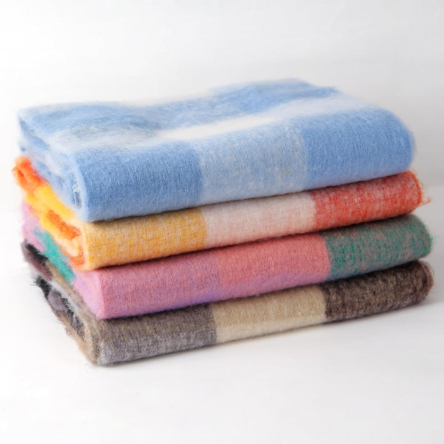 Youcoscos Winter Scarf for Women Oversized Chunky Plaid Scarves Large Plaid Thick Soft Warm Blanket Scarfs Tassel Shawl - Beige image number 7