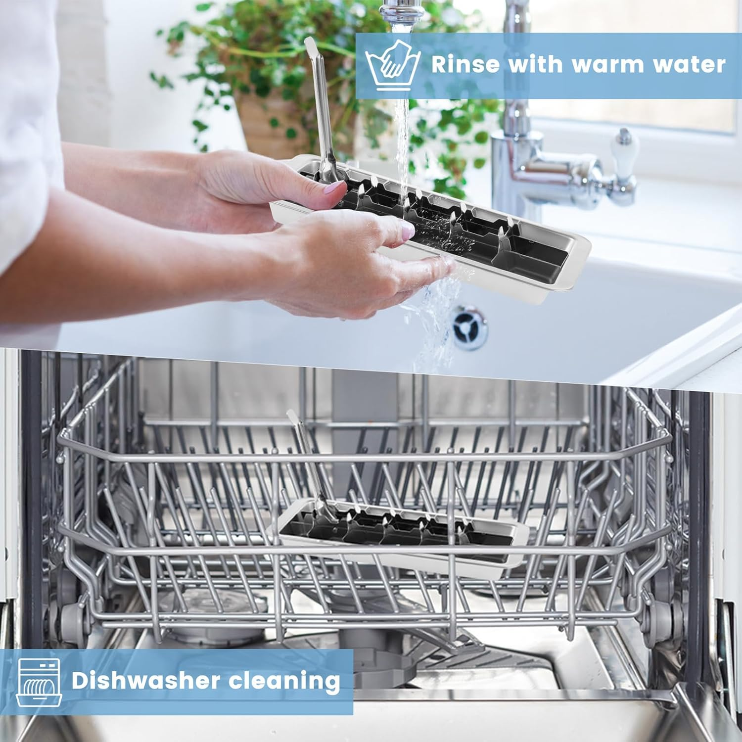 UKQRRTC Stainless Steel Ice Cube Tray, 18 Slot Removable Ice Cube Maker with Handle, Easy to Release Ice Cube Tray, Efficient Ice Cube Maker, Reliable Ice Cube Tray image number 5