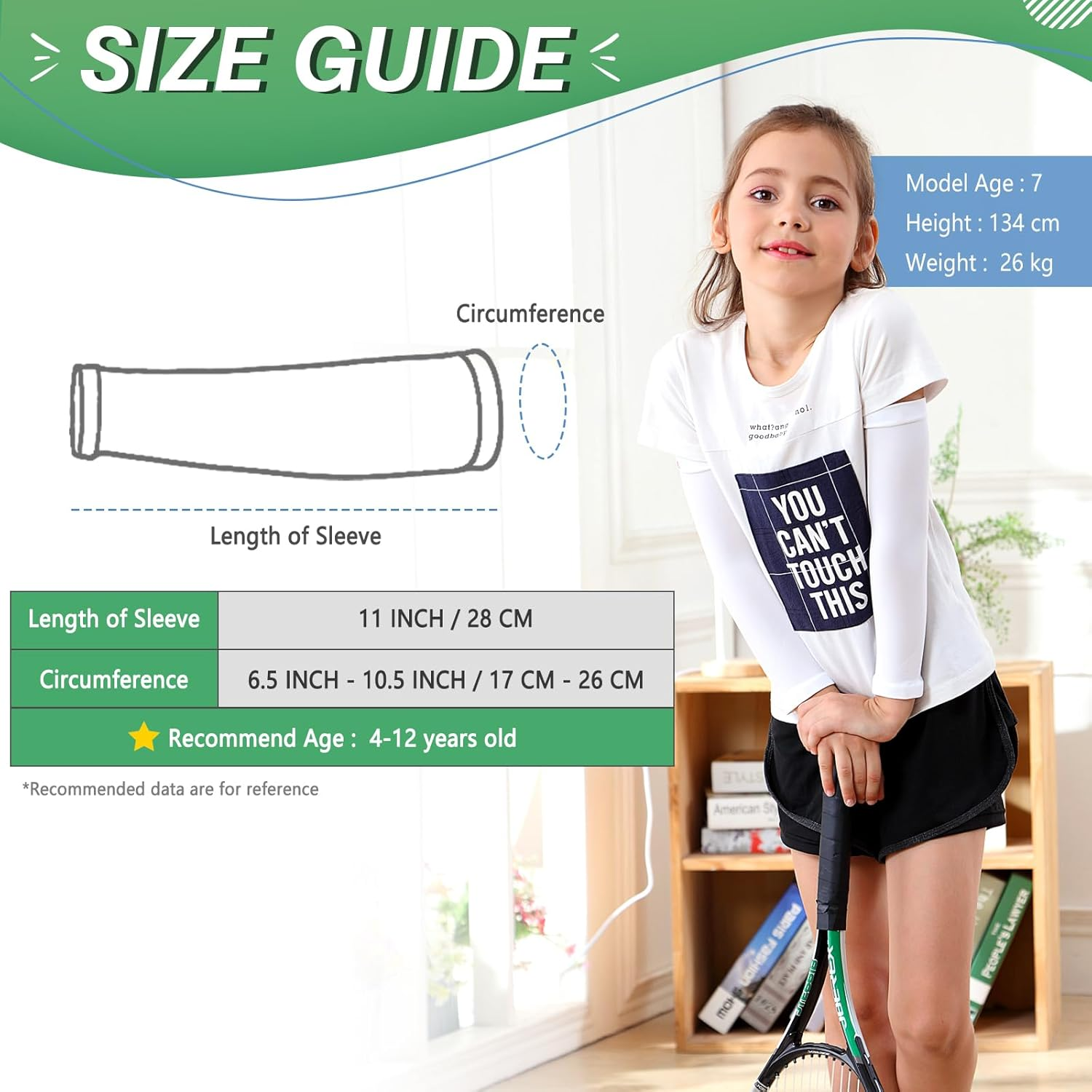 Kid Arm Sleeve 4 Pairs, Compression Arm Sleeve for Basketball Football Baseball Volleyball Youth Boy Girl Sports image number 1