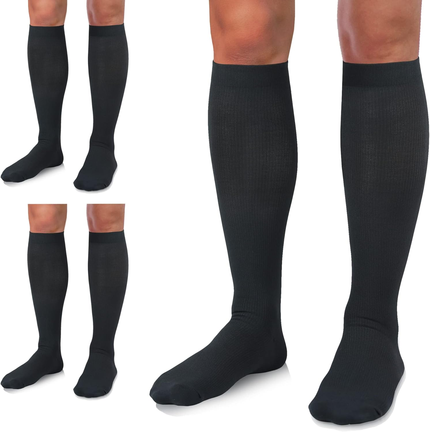 UUSOCKS Medical Compression Socks for Women and Men 3 Pairs 20-30 Mmhg Knee High Compression Stockings Circulation Best for Running Athletic Nurses image number 3