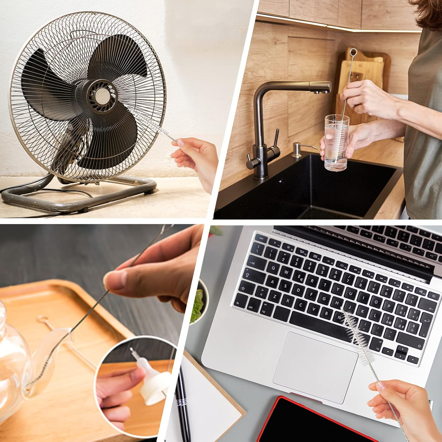 YUNGMAX Small Bottle Brush Set, 8PCS Nylon Straw Cleaner Pipe Brushes for Washing Narrow Neck Water Bottles Jars Teapot Spout (White) image number 2