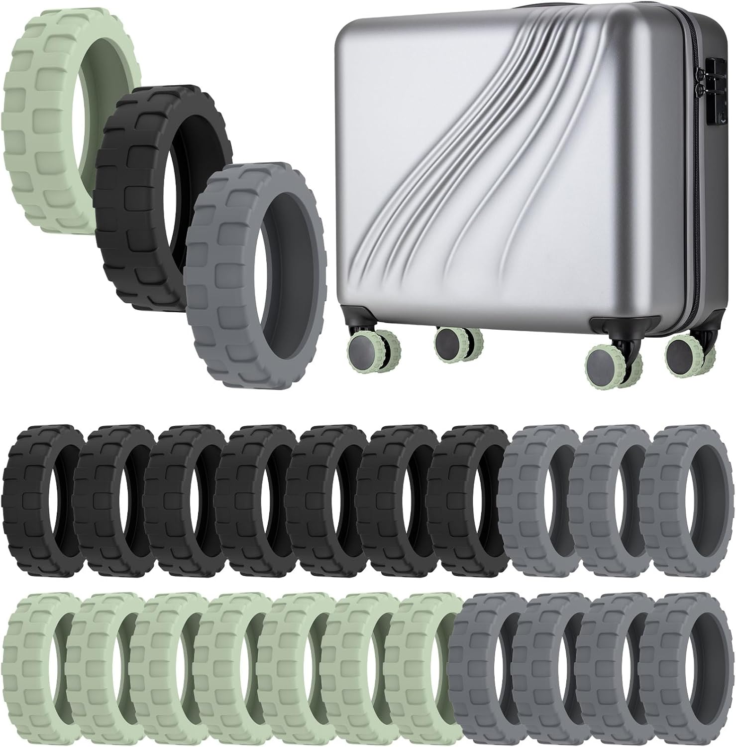 24Pcs Luggage Wheel Cover Silicone Suitcase Wheel Covers Reduce Noise Luggage Wheel Protector Covers Non-Slip Luggage Wheels Protective Covers Anti-Scratch Luggage Wheel Cover Protector for Suitcases image number 5