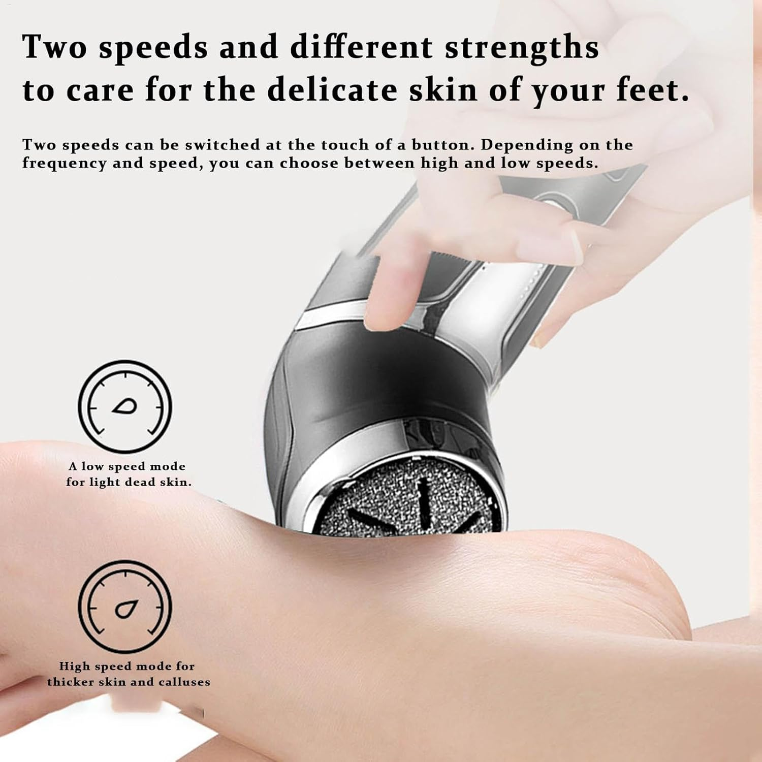 Electric Foot File,Foot Callus Remover Tool Rechargeable IPX7 Waterproof LED Display - Foot Callus Remover Tool 2-Speed Rechargeable USB Charging for Hard Cracked Dry Skin image number 2