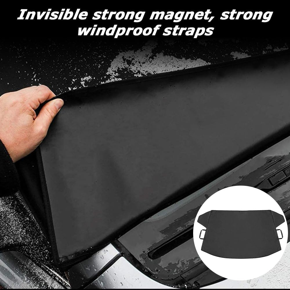 MOTRAIN Car Windshield Snow Cover 4 Layers Waterproof Car Windshield Protector for Winter & Summer Auto Sunshade Universal Fit for Truck SUV Van Accessories (86.6X55.1Inch, Magnets) image number 3