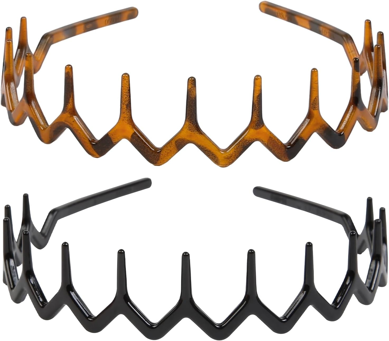 WOVOWOVO Zig Zag Headbands for Women, 2 Packs Plastic Headband with Teeth image number 4