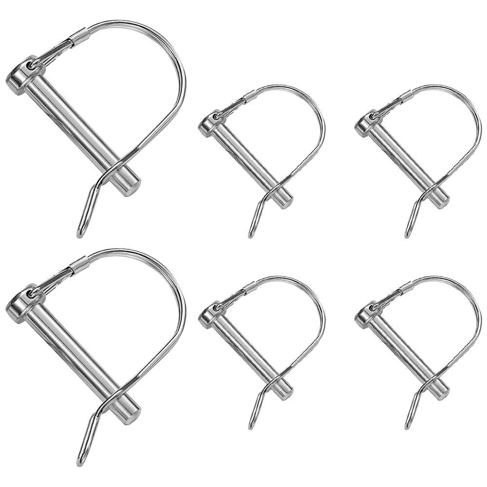 6 Pcs 6X55Mm D Shape Locking Pins, Heavy Duty Wire Lock Pins with round Arch Safety Coupler - Anti-Corrosion Hitch Pins for Tractors, Farm Trailers, Lawn & Industrial Machinery (6X55Mm)