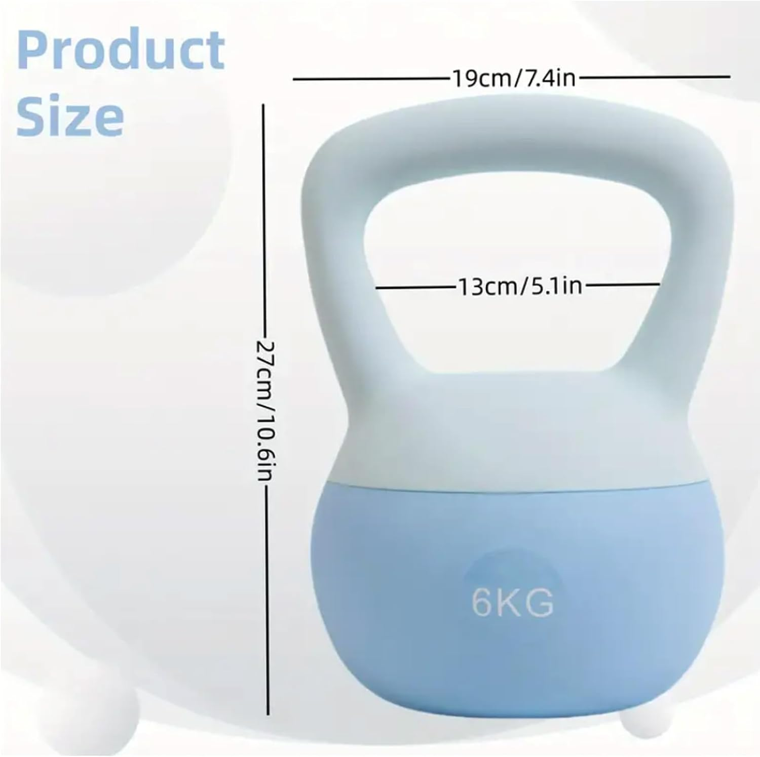 Kettlebell Weights 6Kg - 8Kg, PVC Soft Kettlebell, Anti-Slip Handle,Color Coded, Strength Training Kettlebells for Weightlifting, Conditioning, Strength & Core Exercises - 6 Kg image number 5