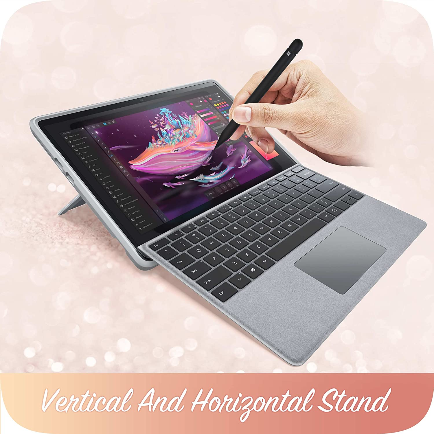 I-Blason Cosmo Series for Microsoft Surface Pro 9 Case (2022 Release), Slim Stylish Protective Bumper Case Compatible with Type Cover Keyboard (Marble) image number 6