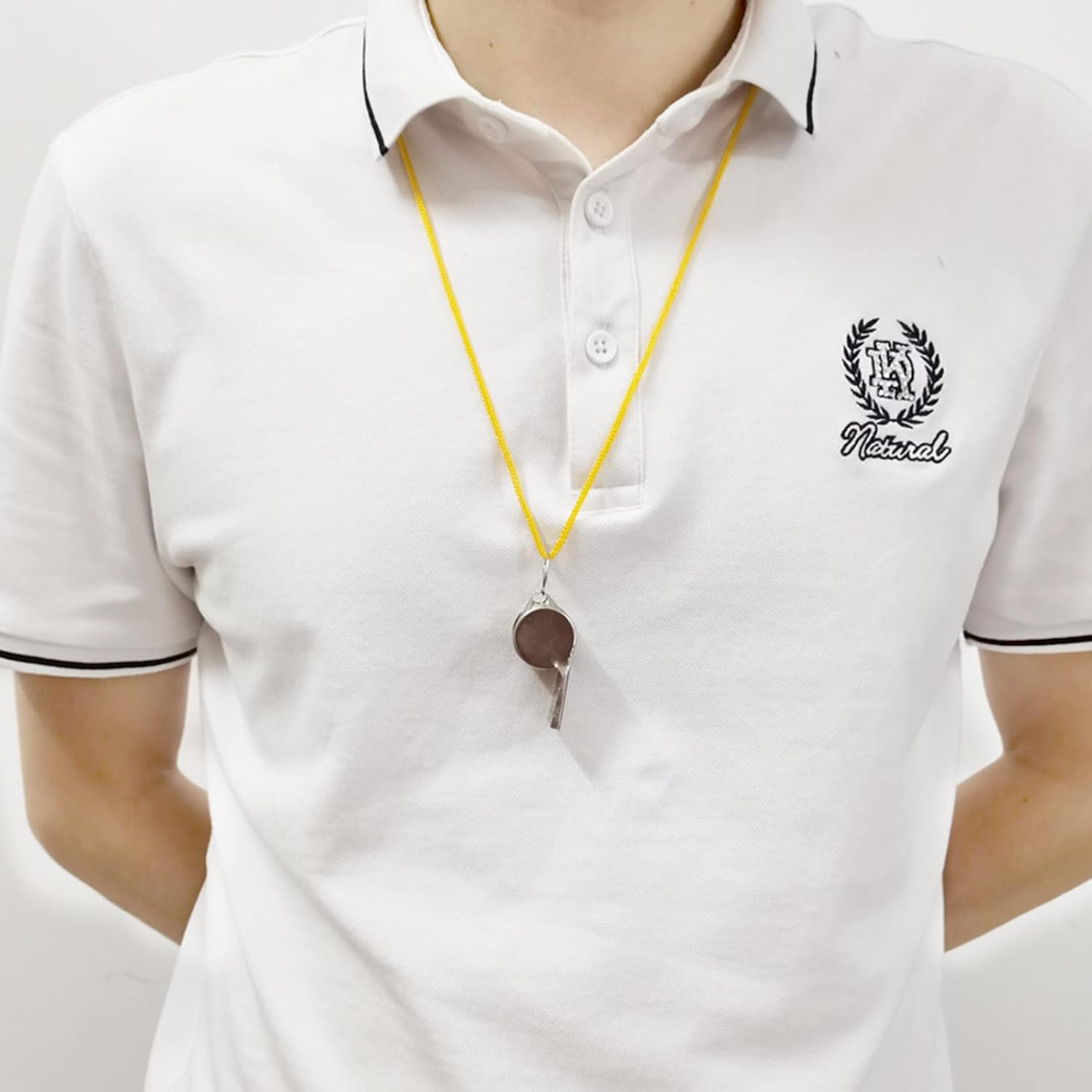 Medsuo 2Pcs Stainless Steel Sports Whistles with Lanyard, Loud Crisp Sound Whistle for Sports Lifeguards Survival Emergency Training