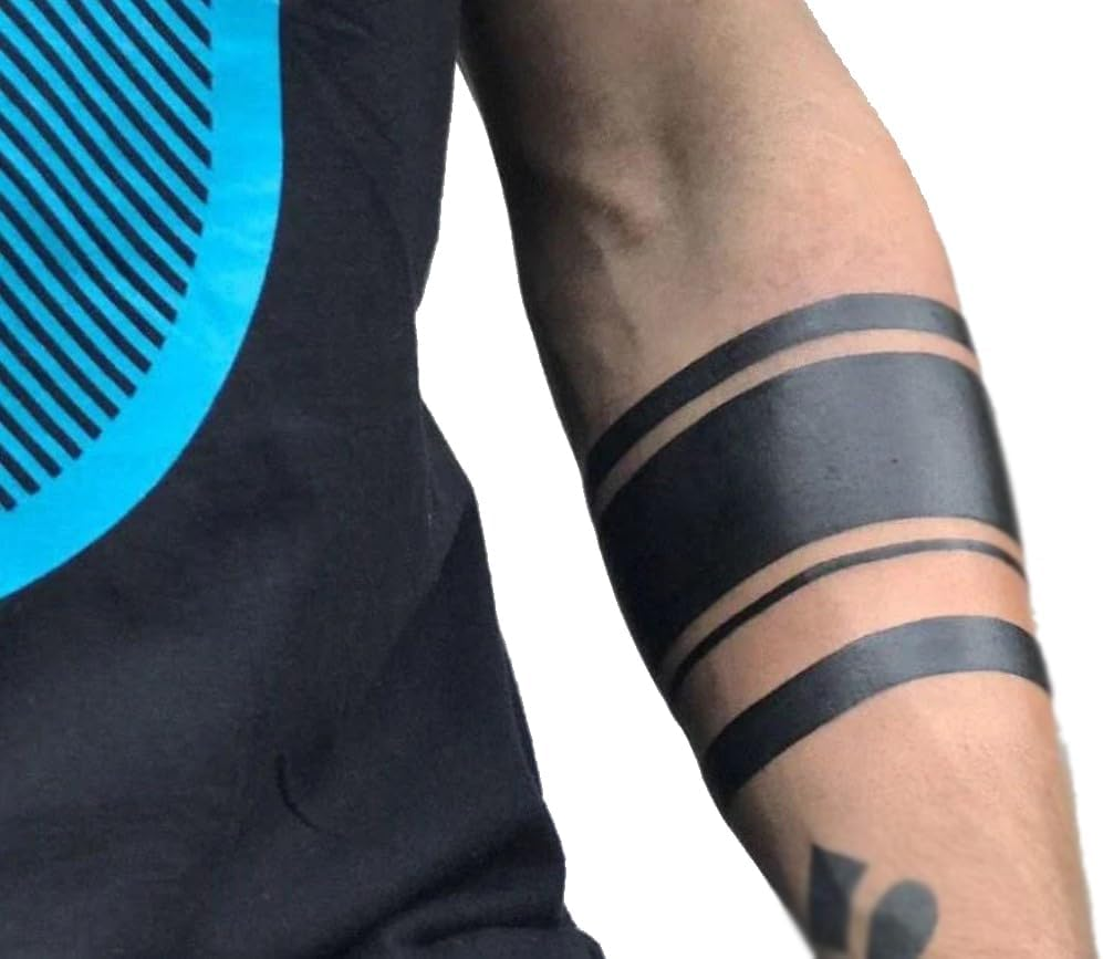 Black Armband Fake Tattoos &ndash; 2 A4 Sheets | Realistic Temporary Tattoo Bands for Arms & Thighs | Waterproof & Easy to Apply