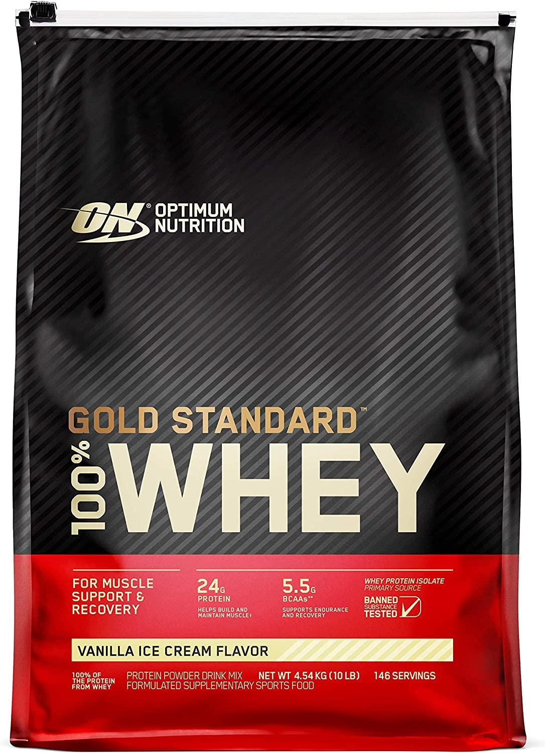 OPTIMUM NUTRITION Gold Standard 100% Whey Protein Powder, Vanilla Ice Cream, 4.54Kg image number 1