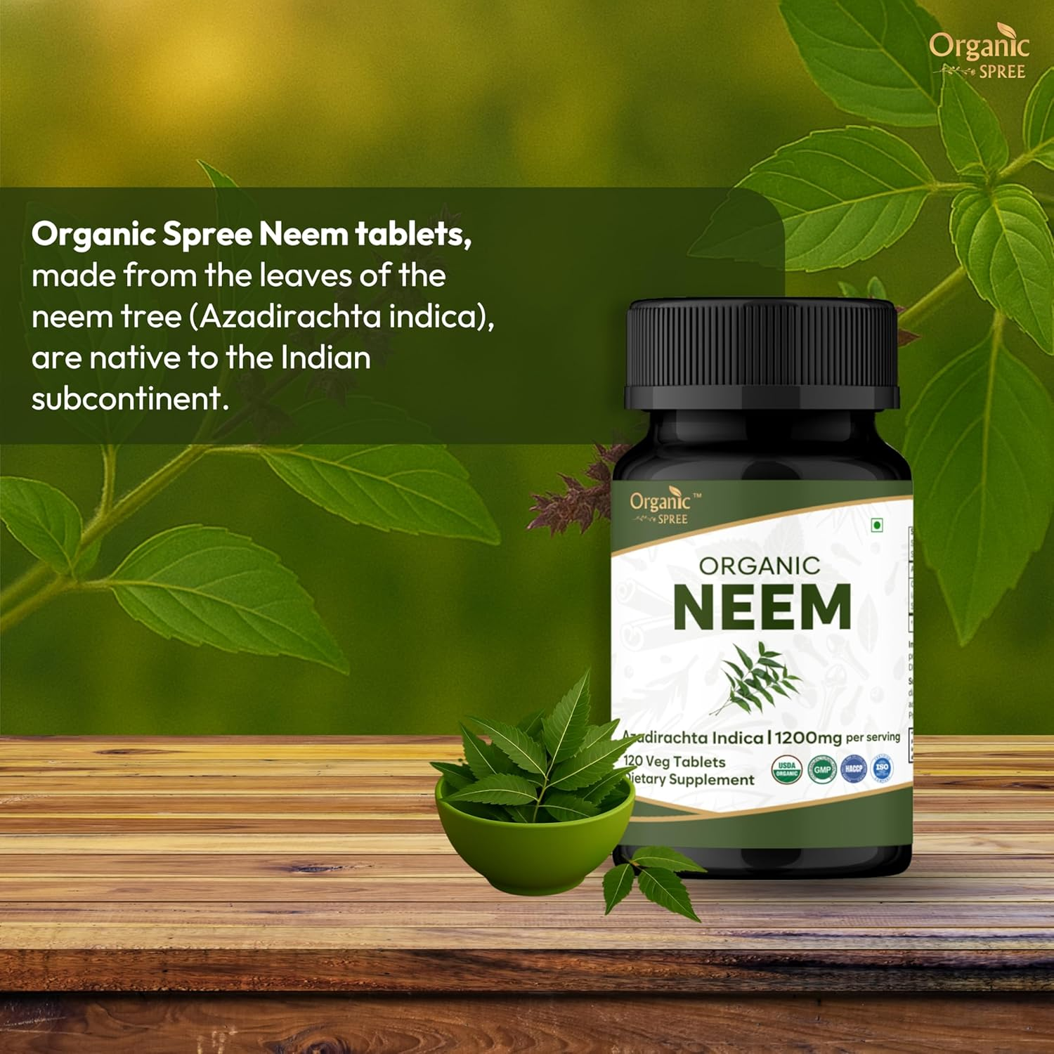 Neem 120 Tablets | Azadirachta Indica (Neem) | USDA Organic Certified | Organic and Natural 120Tab image number 1