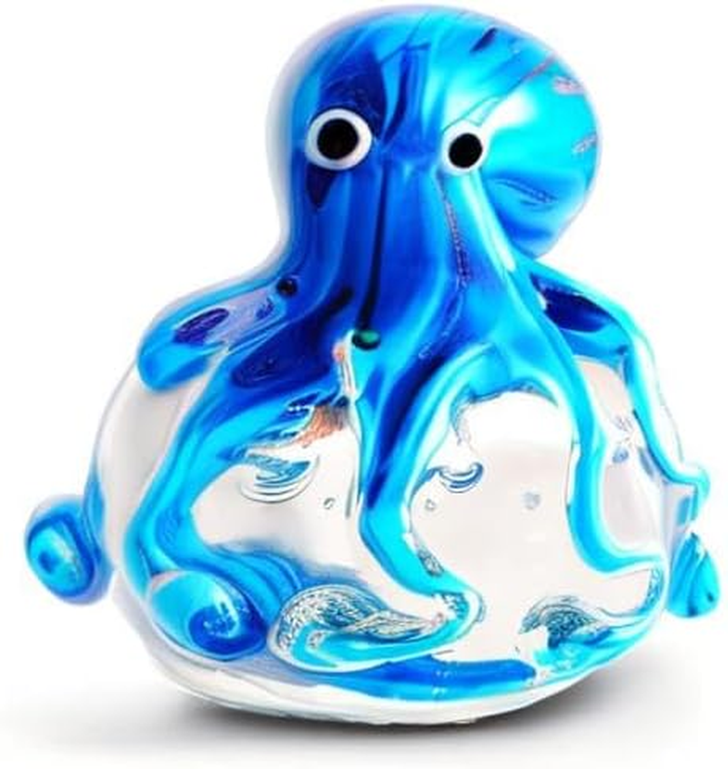 EUSTUMA Hand Blown Glass Octopus Figurine Ornament,Sea Animal Ornament for Fish Tank Aquarium,Sea Animals Collection for Birthday Gift,Glass Office Paperweight for Desk. image number 3