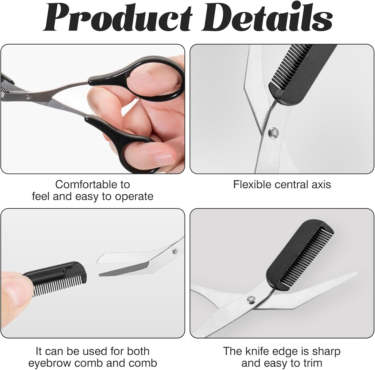 Eyebrow Scissors with Comb, Eyebrow Scissors for Women, Eyebrow Trimmer, Eyebrow Razor Scissor, Eyebrow Trimmer Women'S Black, Eyebrow Scissors Combs, Eyebrow Professional Beauty Precision image number 3