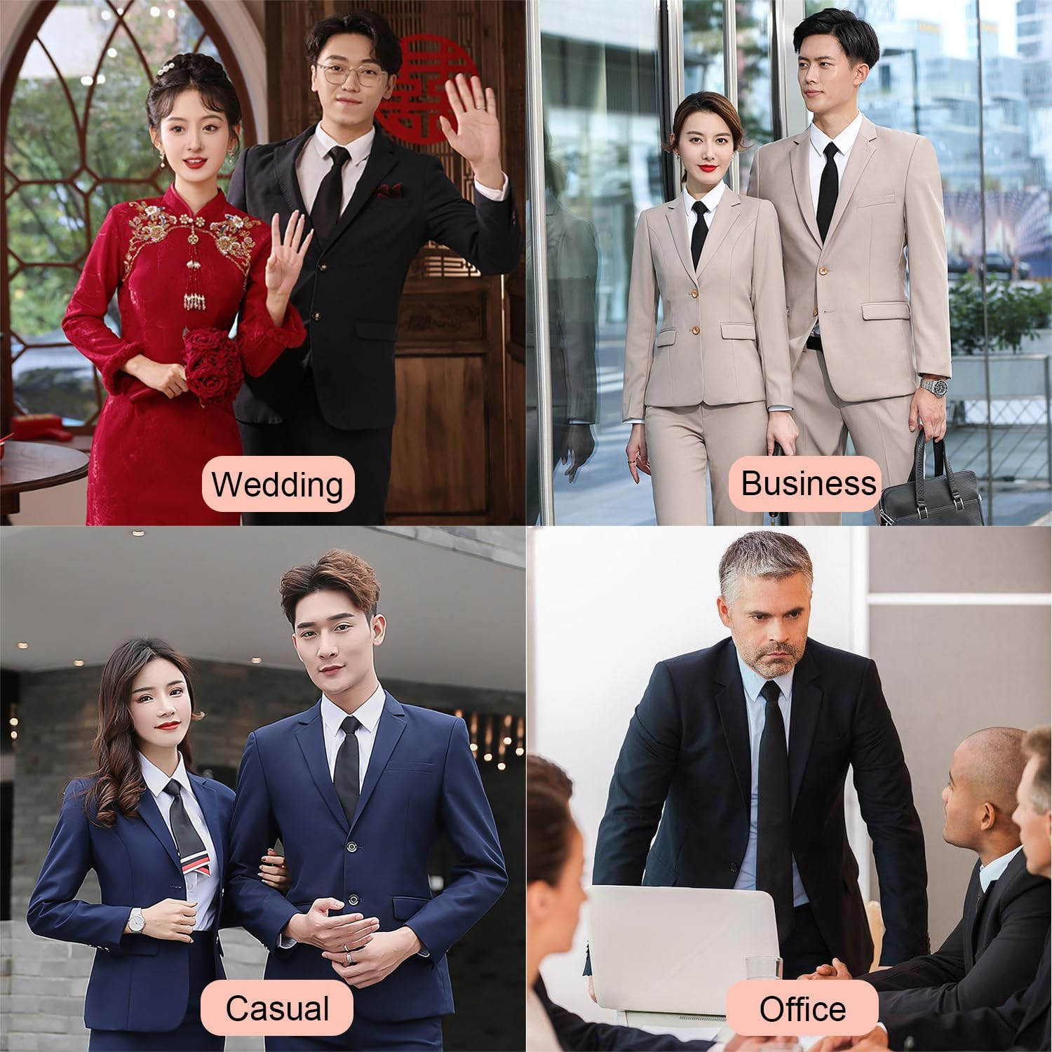 SHUBEIEUMI Men'S Tie Solid Color Neckties for Men, 5Cm Slim Ties for Men Wedding, Classic Formal Business Necktie image number 4