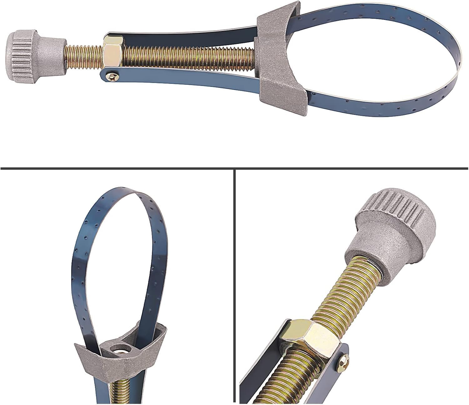 Adjustable Oil Filter Wrench - Oilfilter Removal Tool with Non-Slip Strap for Cars, Trucks, Excavators (1-Piece) image number 4
