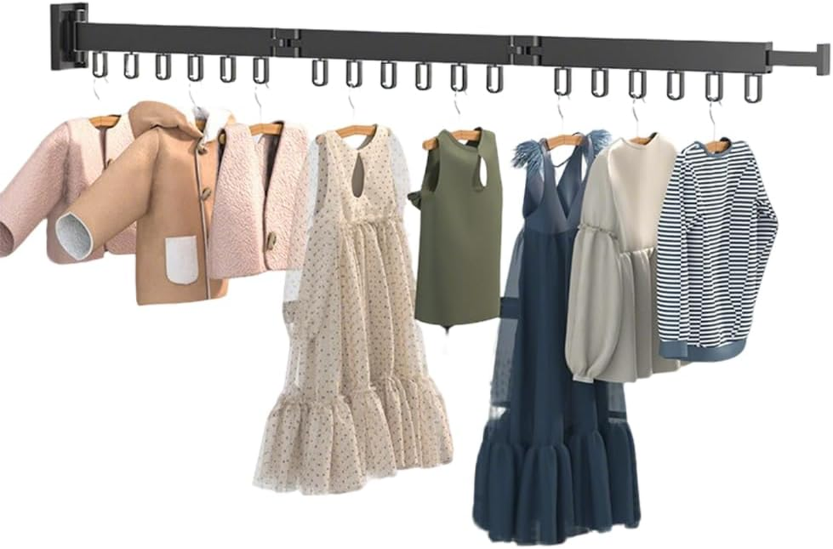 HHWRT Folding Clothes Dryings Rack Wall, Clothes Drying Racks, Retractable Clothe Drying Rack, Tri-Fold Retractable Rack for Indoor or Outdoor Use or Balcony, Laundry, Bathroom Use image number 6