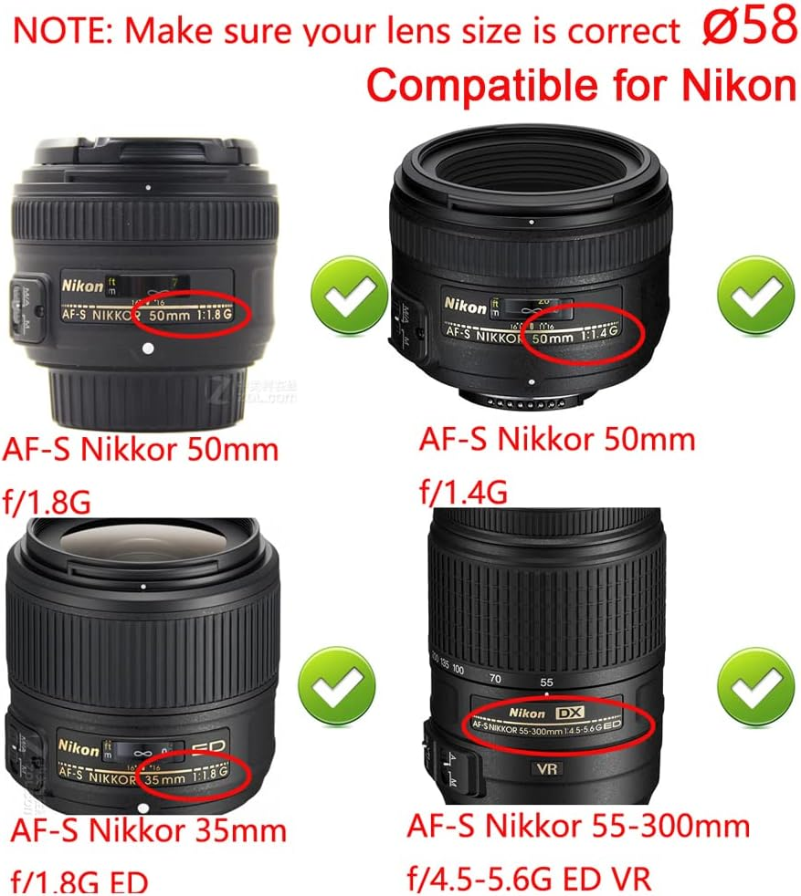 58Mm Camera Lens Cap Compatible for Canon SL3/90D W/Ef-S 18-55Mm Lens, Fuji XC 16-50Mm/Xf 18-55Mm Lens (2 Pack) image number 3