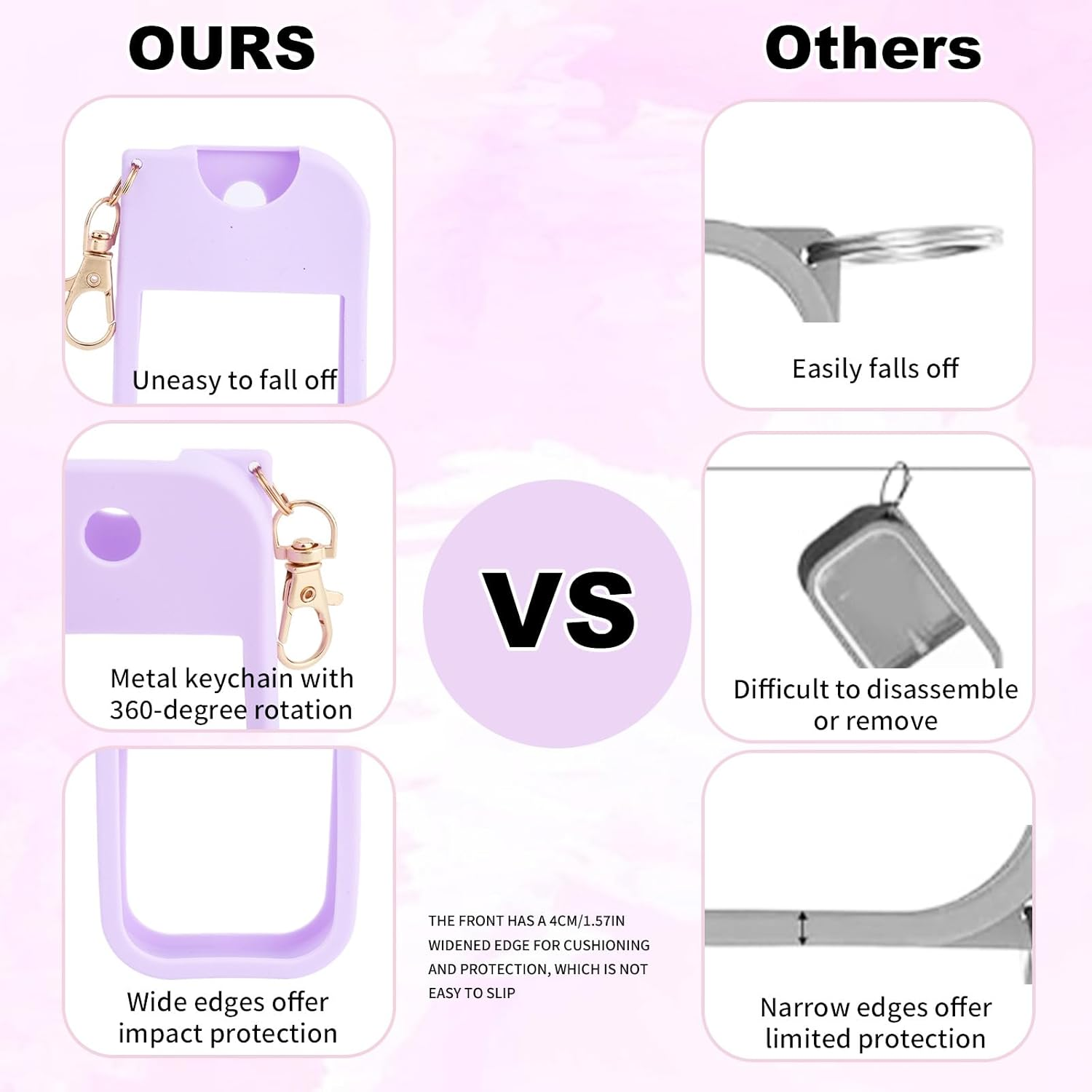 2Pcs Silicone Case Compatible with Touchland Hand Sanitizer Spray 1 Fl. Oz, Portable Hand Sanitizer Spray Case Keychain Accessory for Women Travel (Purple, White)