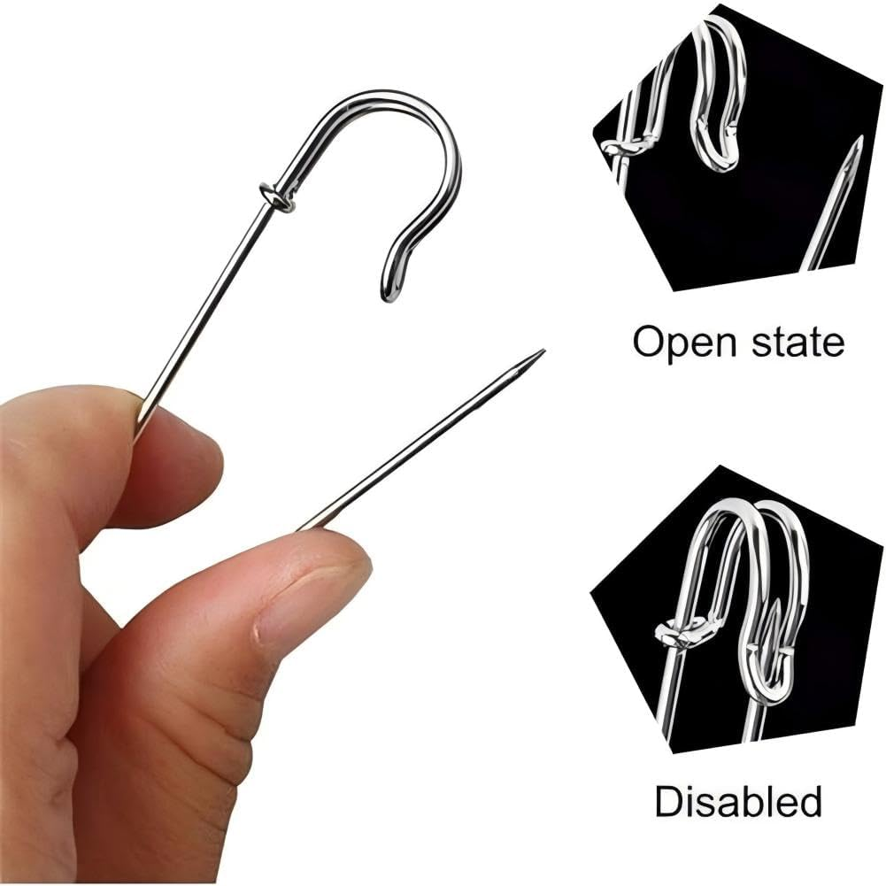 48 Pcs Heavy Duty Safety Pins, Assorted Sizes 1.9",2.95",3.94", Large Safety Pins, Pack of 48 Strong Sturdy Bulk Pins, Heavy Duty Pin Bulk for Clothes Leather Canvas Blankets Crafts Skirts Kilts image number 4