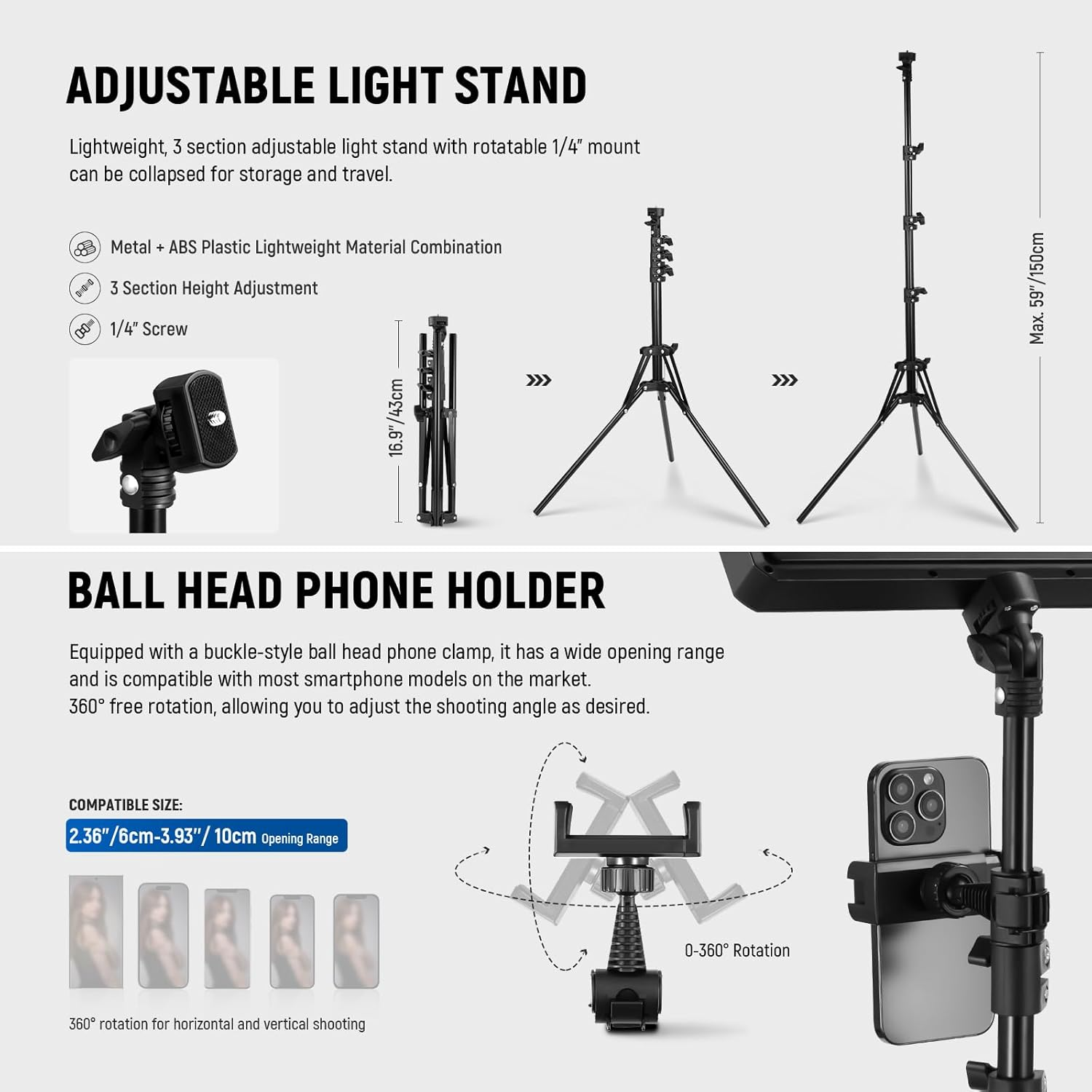 NEEWER Basics 3 Pack LED Video Panel Light, Studio Lighting Kit with Tripod Stand & Phone Holder for Video Recording Photography Streaming, 850Lx/0.5M Bi Color 2700-6500K Dimmable Key Light, BP300 image number 1
