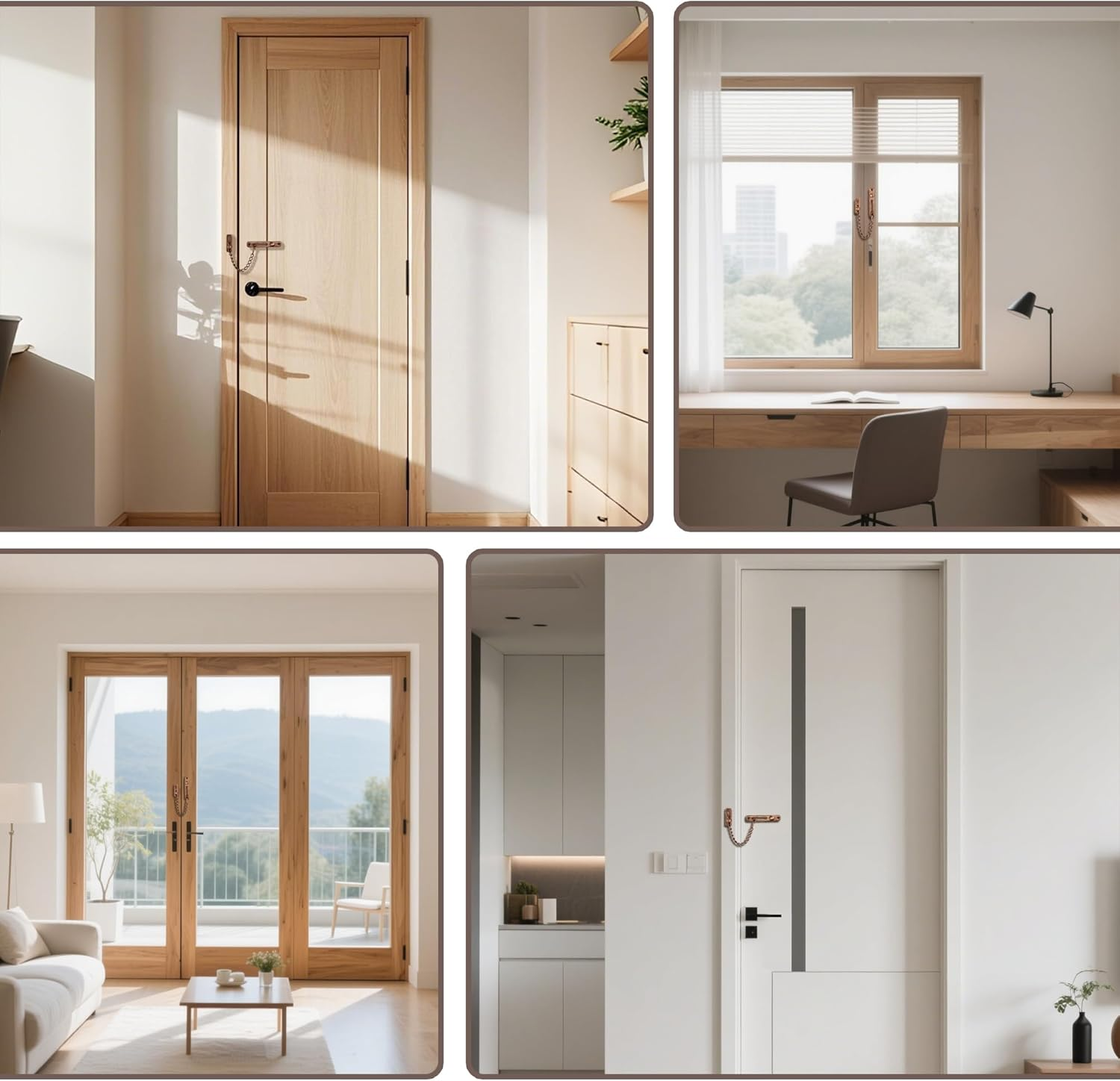 Alise Chain Door Guard Lock,Door Chain Locks with Safety Spring Anti-Theft Press Latch,Chain Locks for inside and Extra Front Door, Red Bronze(1 Pack) - Brushed Nickel image number 6