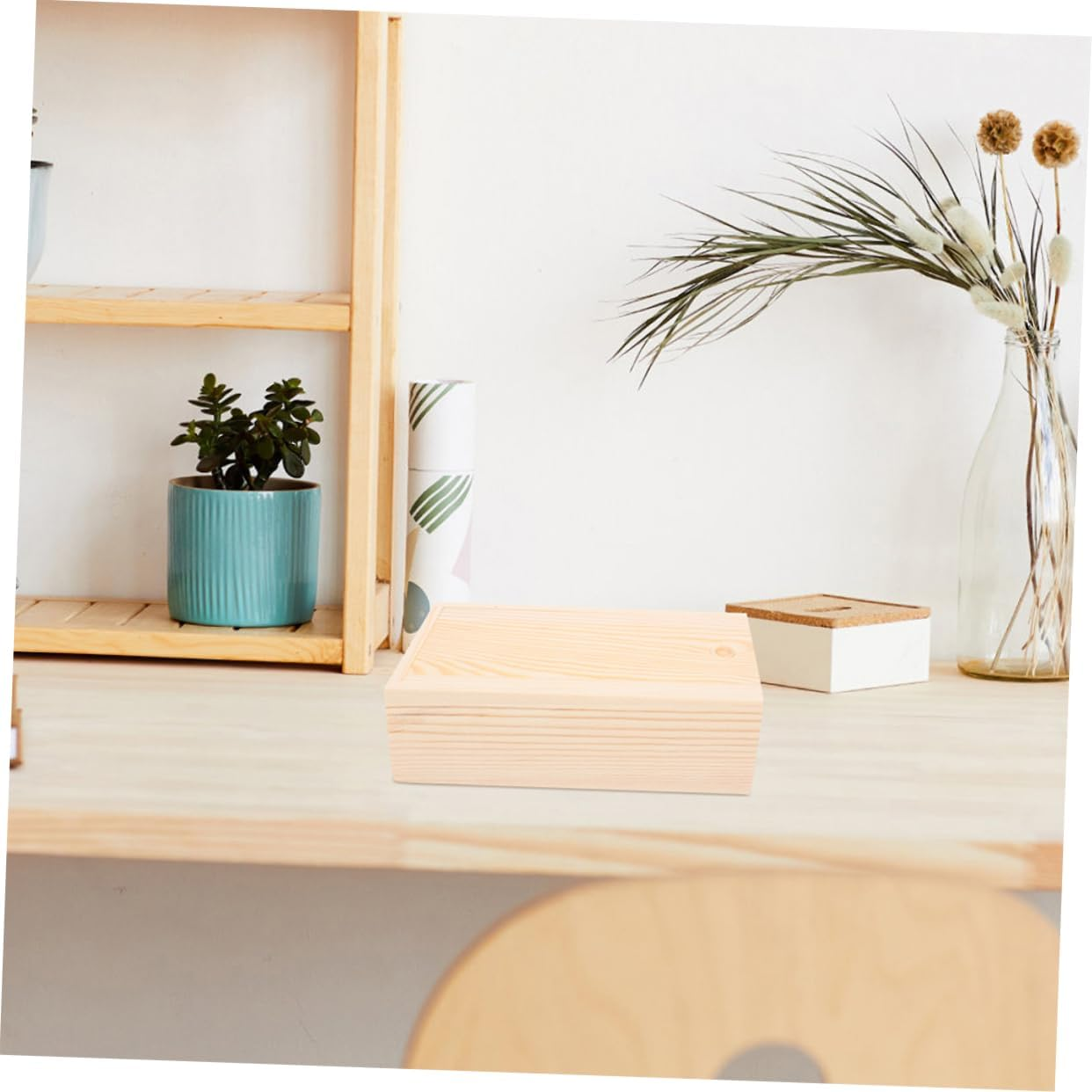 Angoily 2Pcs Unfinished Wooden Keepsake Storage Box with Slide Lid Rustic Pine Organizers for Craft Supplies Jewelry and Home Decorations DIY Present for Personalization image number 1