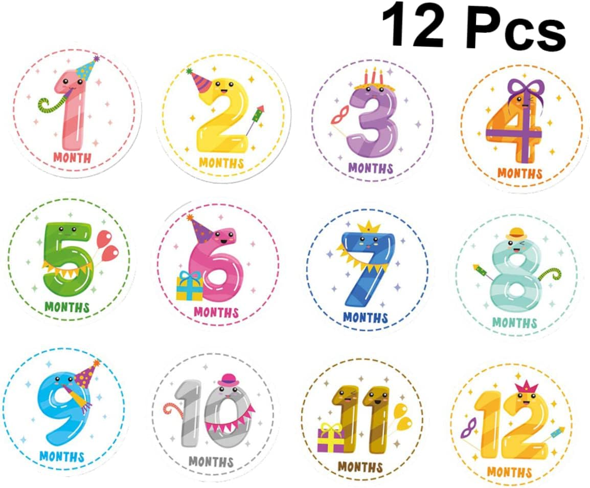 12Pcs Monthly Milestone Stickers Reusable Decorative Month Labels for Newborns Photo Keepsakes Creative Stickers with Gentle Adhesive for Clothing Safe Use image number 3